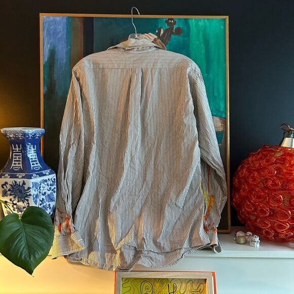 Hand painted casual button downs ton down shirt XL - Picture 7 of 16